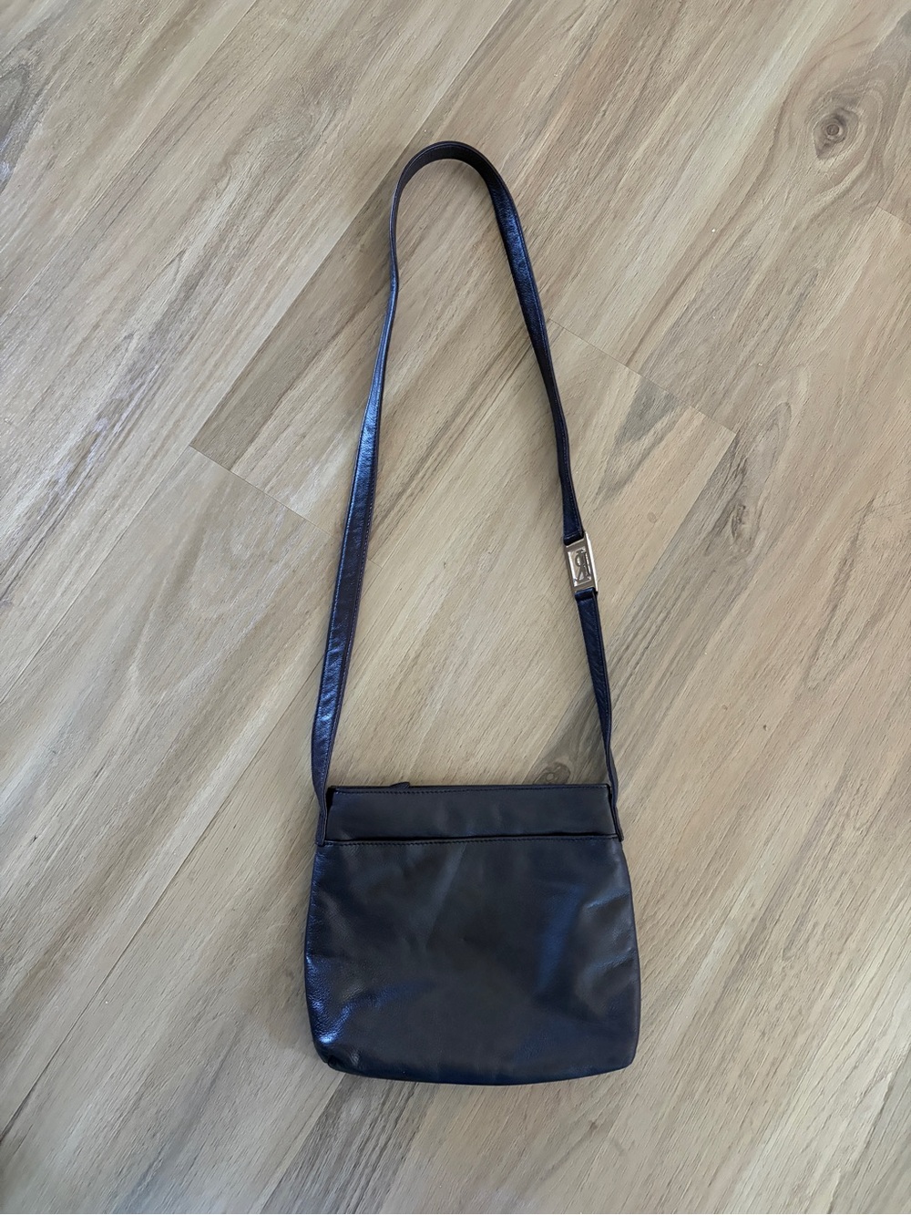 Vintage Ralph Lauren Leather Crossbody Bag Deep Plum Aubergine RL Monogram